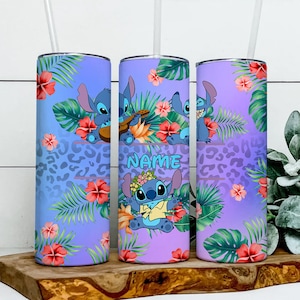 Personalized Name Stitch 20oz Skinny Tumbler Wrap PNG, Lilo And Stitch Tumbler PNG, Ohana Tumbler Png, Sublimation Instant File Digital