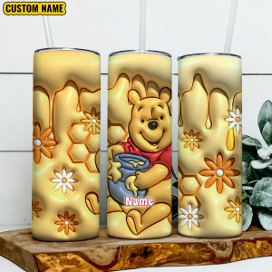 3D Winnie The Pooh Tumbler Wrap PNG, Pooh Bear 20oz Skinny Tumbler PNG, Winnie The Pooh Png, Sublimation Instant File Digital, Download PNG