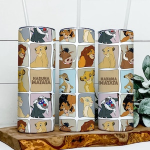 Lion King Characters 20oz Skinny Tumbler Wrap PNG, Lion King Tumbler PNG, Colorful Lion King Png, Sublimation Instant File Digital