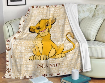 Customized Baby Simba Blanket, Lion King Blanket, Disney Fleece Mink Sherpa Blanket, Magic Kingdom, Animal Blanket