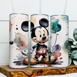 Mickey 3D 20oz Skinny Tumbler Wrap PNG, Mickey Mouse Tumbler PNG, Colorful Mickey Png, Sublimation Instant File Digital, Download PNG,
