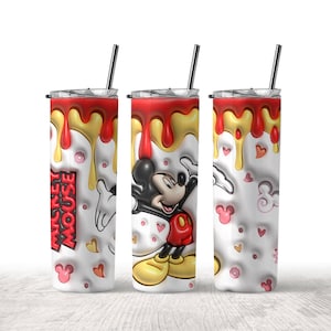 Mickey Mouse 3D 20oz Skinny Tumbler Wrap PNG, Mickey Tumbler PNG, Colorful Mickey Png, Sublimation Instant File Digital, Download PNG,