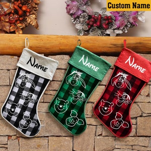 Personality Name Winnie The Pooh Christmas Stocking, Family Christmas Stocking, Pooh And Friends Stocking, Custom Stockings With Names
