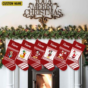 Personality Name Mickey And Friends Christmas Stocking, Family Christmas Stocking, Custom Stockings With Names, Ugly Christmas Stocking