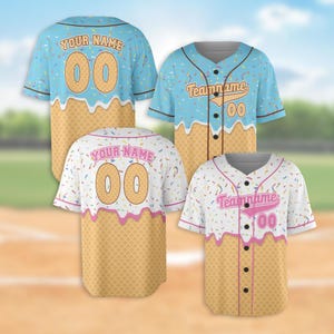 Custom Ice Cream Drip Baseball Jersey, Personalized Sprinkle Drip Baseball Matching Shirt,Team Gift, Gift For Baseball, Sport Game Day