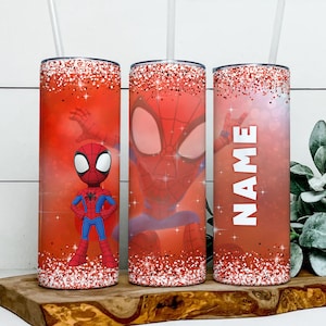 Nome personalizado Homem-Aranha 20 onças Skinny Tumbler Wrap PNG, Spidey e seus amigos incríveis PNG, arquivo instantâneo de sublimação digital, baixar PNG