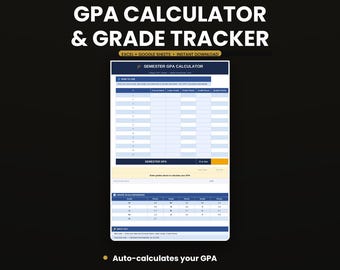 Hoja de cálculo para calcular el promedio de calificaciones universitarias / Plantilla digital de Excel para estudiantes / Planificador académico / Descarga instantánea