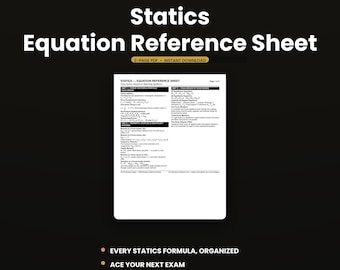 Statics Reference Sheet | Engineering Cheat Sheet PDF Equilibrium & Trusses | College Study Guide | Instant Download