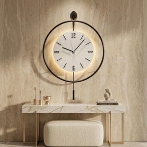 Horloge murale LED noire, oeuvre d'art murale moderne, décoration d'intérieur scandinave, décoration de salon de luxe