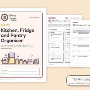 Pantry Labels and Kitchen Organisation Printable, Fridge Organisation Guide, Freezer Inventory, Shopping List, UK A4 PDF