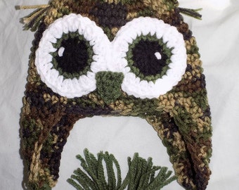 Crochet Owl Hat choose from several sizes