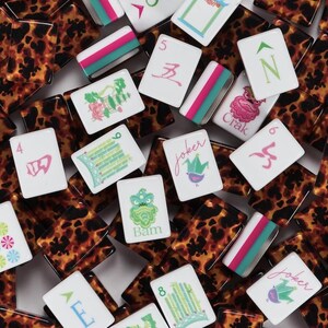 Leopardenmuster Amerikanisches Mahjong Set 160 Fliesen, 4-Schicht-Acryl Mahjong, Schildpatt Mahjong Geschenk, Familienspielabend Mahjong