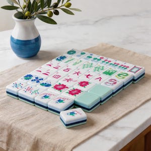 Juego de Mahjong Americano Mint Aqua de 160 fichas, 4 capas de acrílico. Regalo ideal para ella, regalo de jubilación, regalo para mamá, abuela o familia.