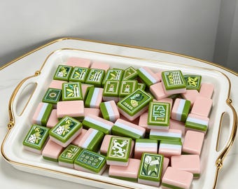 手描きのアメリカン麻雀セット 160枚、アクリル麻雀ギフト（女性向け）、退職祝い、お母さんへのギフト、おばあちゃんへの麻雀セット