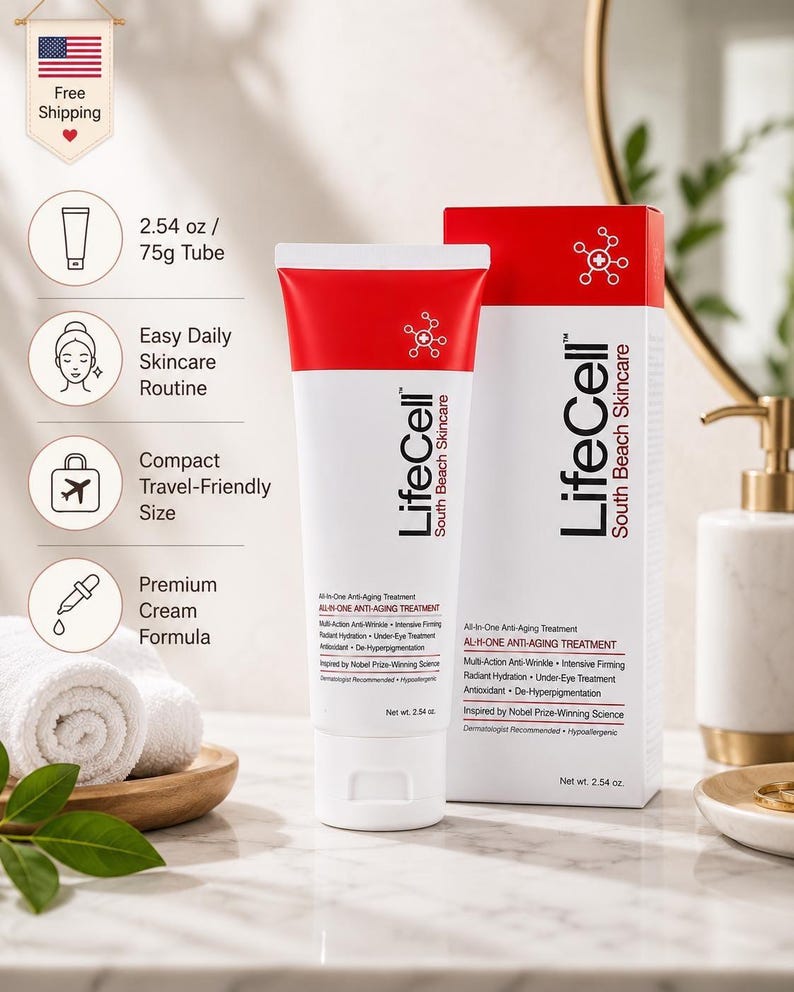 LifeCell Anti-Aging Cream: Daily Face Moisturizer, 75g Tube (Fragrance-Free). image 2