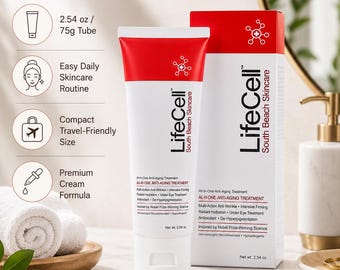 LifeCell Anti Aging Cream 75g Daily Face Moisturizer Hydrating Skincare for Mature and Sensitive Skin
