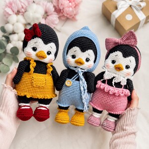 Schema 3 in 1 per pinguino all'uncinetto in PDF / Tutorial per un simpatico pinguino amigurumi / Schema per pinguino kawaii all'uncinetto / Pinguino invernale di peluche