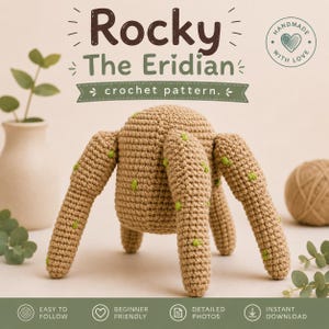 Patrón de ganchillo de Rocky el Eridiano en PDF / Patrón de amigurumi alienígena del Proyecto Ave María / Peluche de ganchillo de ciencia ficción / Descarga digital