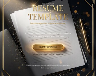 ATS Friendly Resume Template for Word | Professional CV Template | Minimalist Cover Letter | Executive Resume Bundle | Clean CV Design