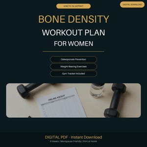 Plano de treino para densidade óssea para mulheres | Rastreador de exercícios para prevenção da osteoporose | PDF de exercícios para menopausa | Musculação para osteopenia | 6 semanas