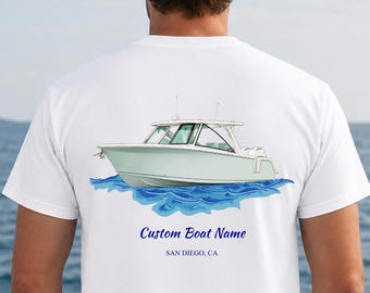 Custom Boat Shirt: Short Sleeve Artwork Included Personalized Performance Boat Shirt