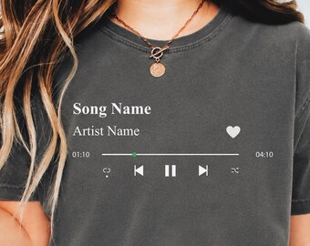Comfort Colors® Personalized Music Box, Custom Song Name Shirt  Tee, Singer Name Shirt, Gift For Her, Favorite Song T-Shirt