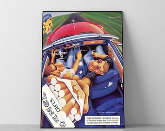 Vintage Camel Cigarettes Poster, Y2K Racing Art, Retro Room Decor (A4-A0)