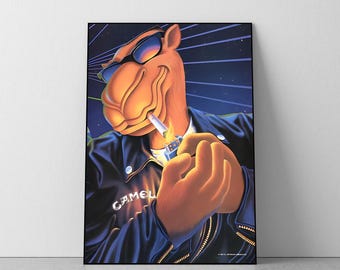 Vintage Camel Cigarettes Poster, Y2K Racing Art, Retro Room Decor (A4-A0)