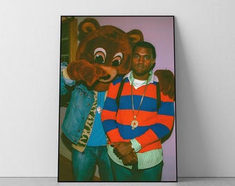 Vintage Kanye West Dropout Bear Poster, Y2K Retro Wall Art (A4-A0)