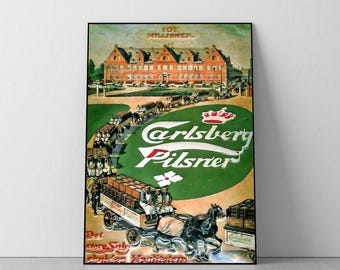 Vintage Carlsberg Bar Art Deco Poster, Retro Beer Wall Art, Room Decor (A4-A0)