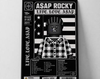 Affiche d'album « Live, Love, Asap » d'Asap Rocky, affiche inspirée de LEGO, affiche de la liste des chansons de l'album, cadeau pour les mélomanes, (A4, A3, A2, A1, A0)