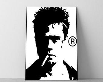Vintage Brad Pitt Graffiti Poster, FIGHTCLUB Movie Poster, Room Decor, College Dorm, A4, A3, A2, A1, A0