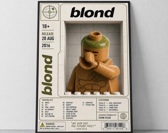 Affiche d'album Frank Ocean Blond, blonde, affiche inspirée de LEGO, affiche de liste d'albums, cadeau pour les mélomanes, (A4, A3, A2, A1, A0)