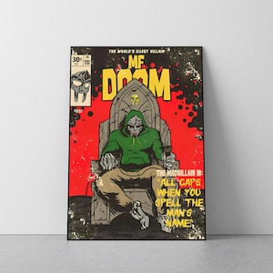 MF DOOM コミックポスター、マッドヴィラン、レトロ、ウォールアート、部屋の装飾、ユニルーム、A4、A3、A2、A1、A0