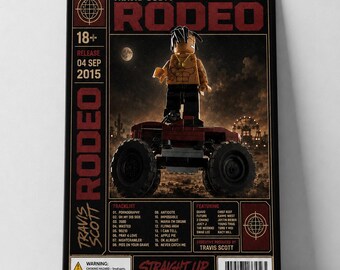 Affiche d'album de rodéo de Travis Scott, affiche inspirée de LEGO, affiche de liste de pistes d'album, cadeau pour les mélomanes, (A4, A3, A2, A1, A0)