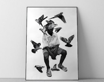 Too Many Birds Poster, Vintage, Room Decor, College Dorm, A4, A3, A2, A1, A0