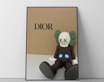 Vintage KAWS DIOR Poster,  Room Decor, College Dorm, (A4-A0)