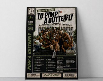 Affiche d'album « To Pimp a Butterfly » de Kendrick Lamar, affiche inspirée de LEGO, affiche de la liste des chansons de l'album, cadeau pour les mélomanes, (A4, A3, A2, A1, A0)