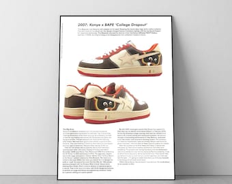 Vintage Bape Magazine Poster, Kanye West College Dropout, Y2K Retro Wall Art, 250gsm Paper (A4-A1)
