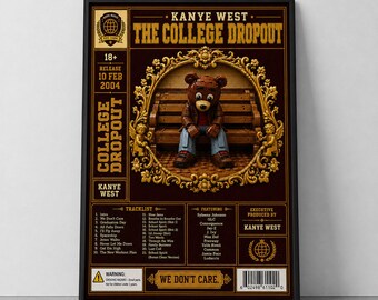 Poster d'album « The College Dropout » de Kanye West, poster inspiré de LEGO, poster de la liste des pistes d'album, cadeau pour les mélomanes, (A4, A3, A2, A1, A0)