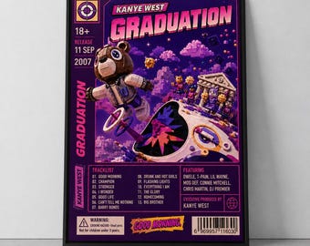 Affiche de l'album de remise des diplômes Kanye West, affiche inspirée de LEGO, affiche de la liste des chansons de l'album, cadeau pour les mélomanes, (A4, A3, A2, A1, A0)
