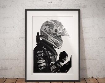 Limited edition of print | Max Verstappen | Red Bull Racing F1 Wall Art | MV1 Graphite Drawing | Motorsport Gift for F1 Fans | A4 A3 A2