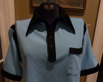 1960's turquoise bowling shirt military team the Nav-Aids bowling team in Korea