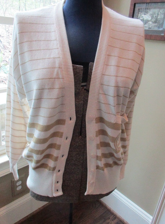 vintage Escada summer sweater white and beige size