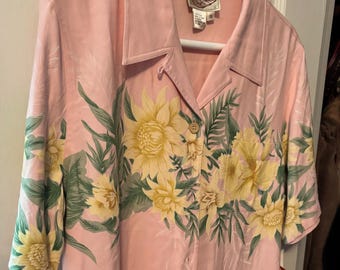 vintage Hawaiian aloha shirt 100% with tags soft pink sz 16