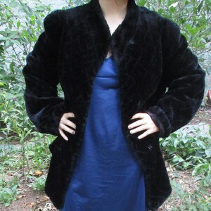 vintage black faux fake fur ladies coat large size