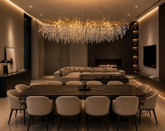 Luxe goudkleurige kristallen kroonluchter, moderne plafondlamp