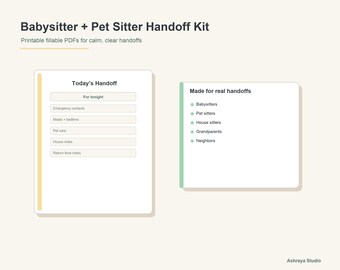 Babysitter Information Sheet Printable, Pet Sitter Instructions
