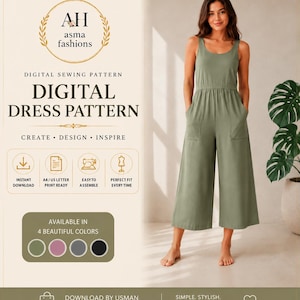 Modern Casual Jumpsuit Style PDF Sewing dress Pattern