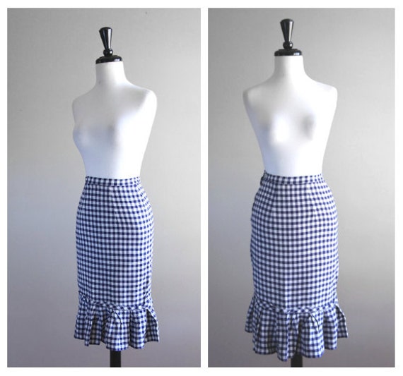 Darling Navy Blue & White Gingham Fitted Vintage P